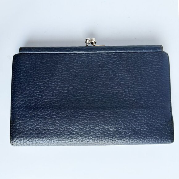 Dooney & Bourke Checkbook Wallet Blue AWL Brown Leather Trim Duck Kisslock - Picture 7 of 10